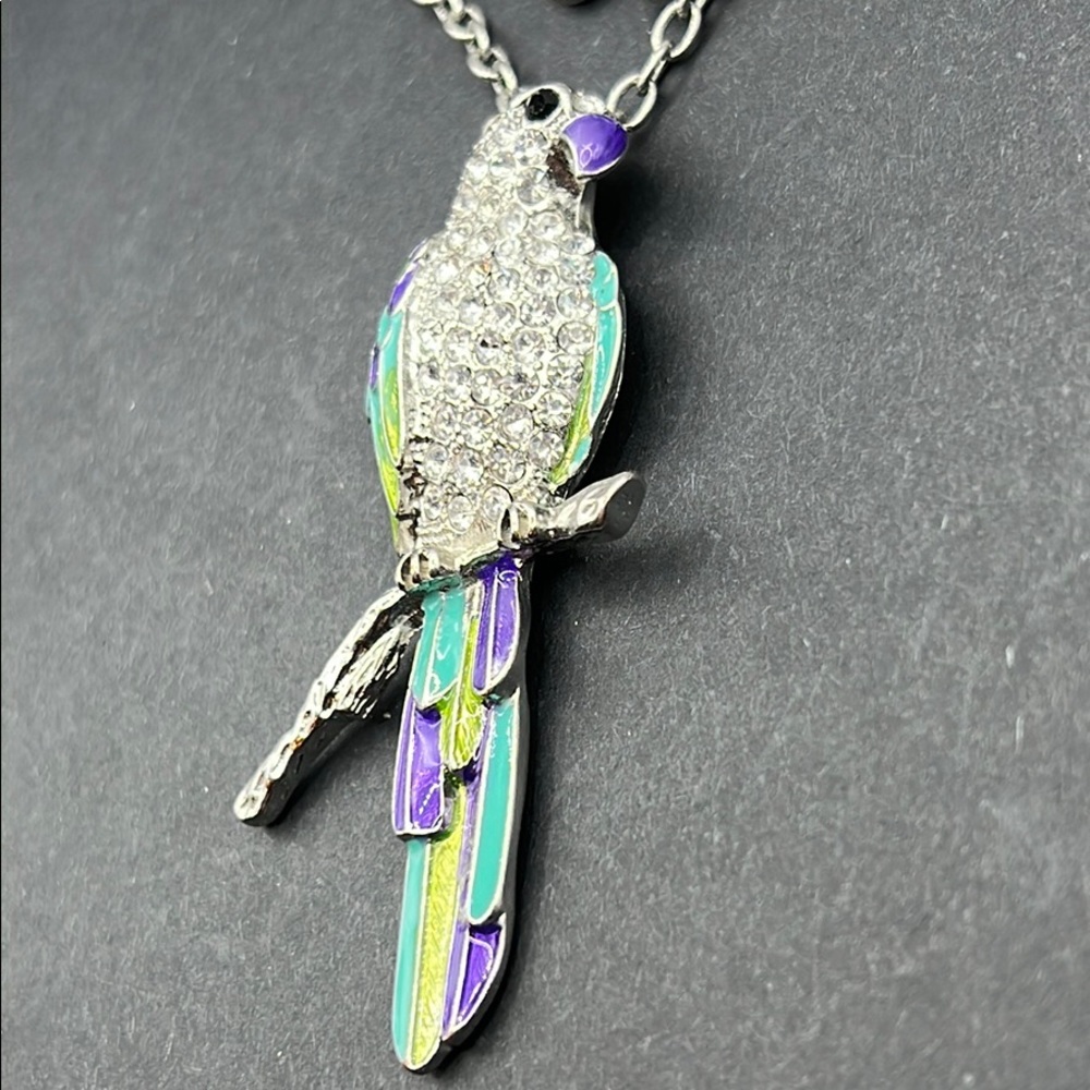 Chico’s rhinestone and enamel parrot necklace - Picture 3 of 7